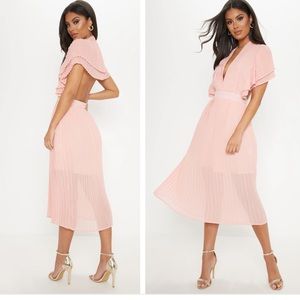 NWT ROSE PLEATED MIDI DRESS